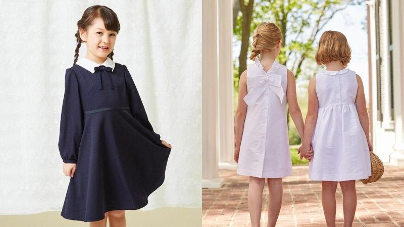 A-line kids dresses displayed in a supplier showroom for professional catalog photography