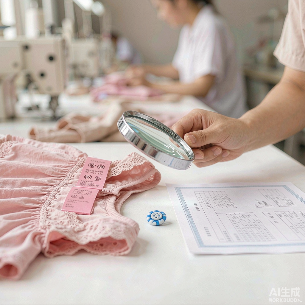 CPSIA Compliance Guide for Wholesale Kids Wear Quality control inspector checking a children's dress safety label
