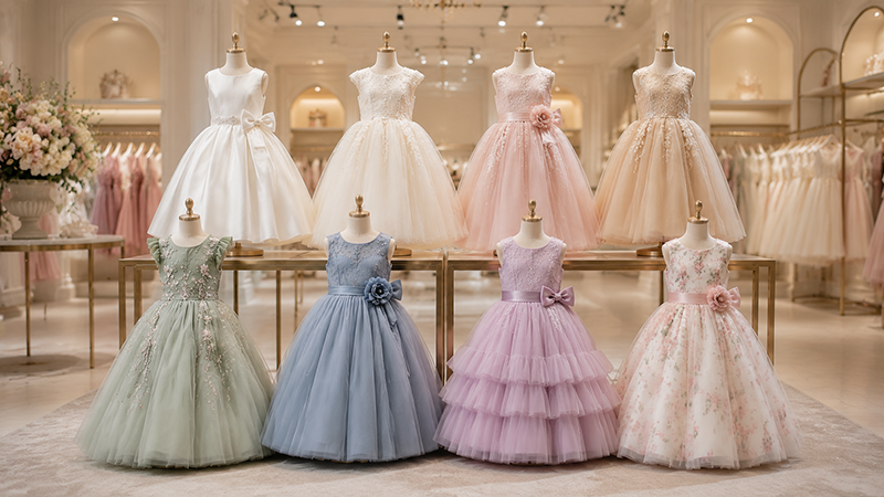 Multi-color flower girl dresses