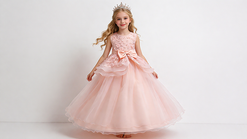 Flower girl dress with crown