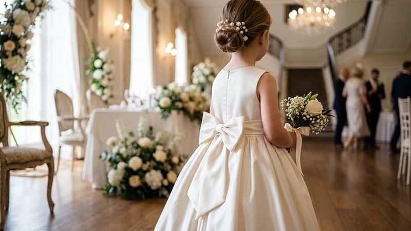 Satin flower girl dress