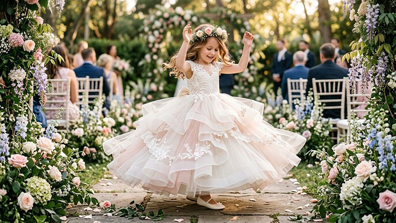 Tulle princess flower girl dress
