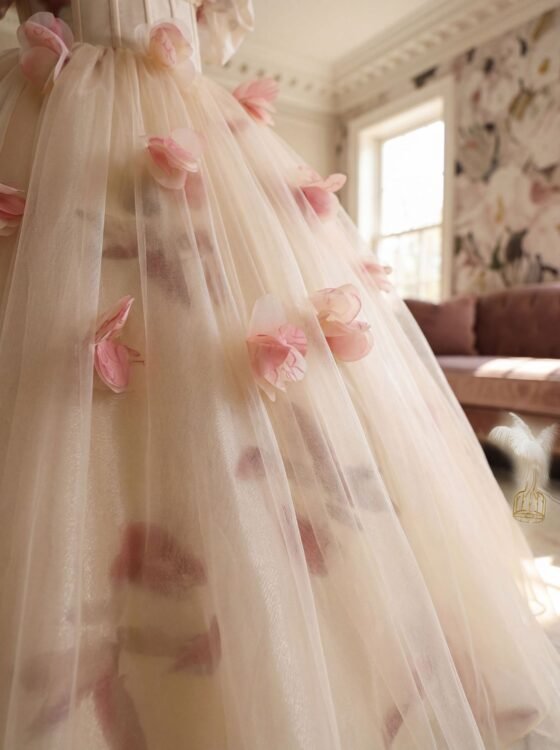 Wholesale Girls Off-Shoulder Floral Princess Dress – Tulle Tutu Gown
