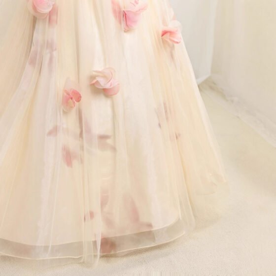 Wholesale Girls Off-Shoulder Floral Princess Dress – Tulle Tutu Gown