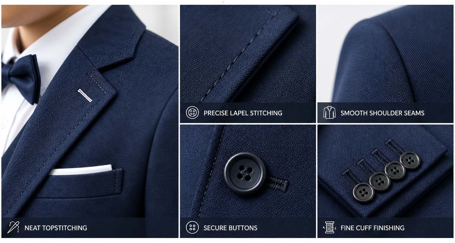 Trim attachment and stitching detail on childrens clothing