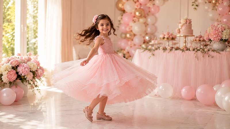 Pink tulle party dress