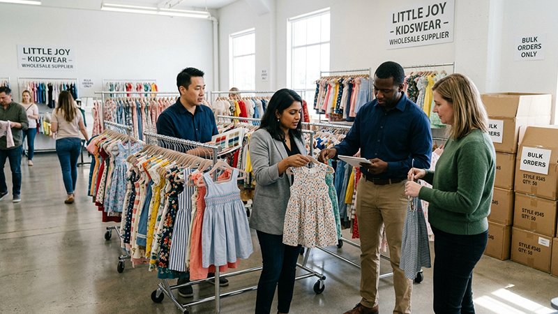 Wholesale buyers selecting kids dresses