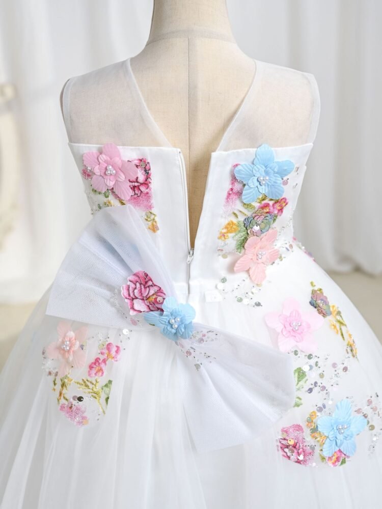 Wholesale Girls Floral Sequin Princess Dress – Tulle Tutu Party Gown