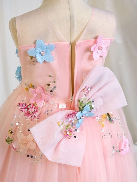 Wholesale Girls Floral Sequin Princess Dress – Tulle Tutu Party Gown