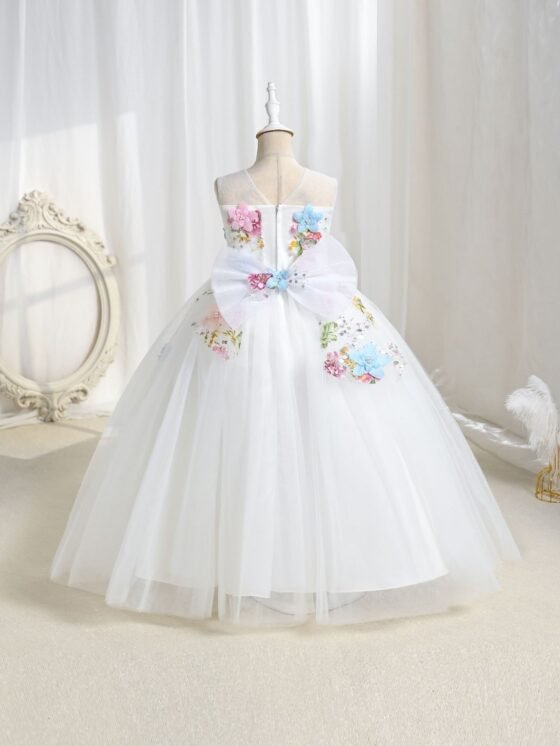 Wholesale Girls Floral Sequin Princess Dress – Tulle Tutu Party Gown