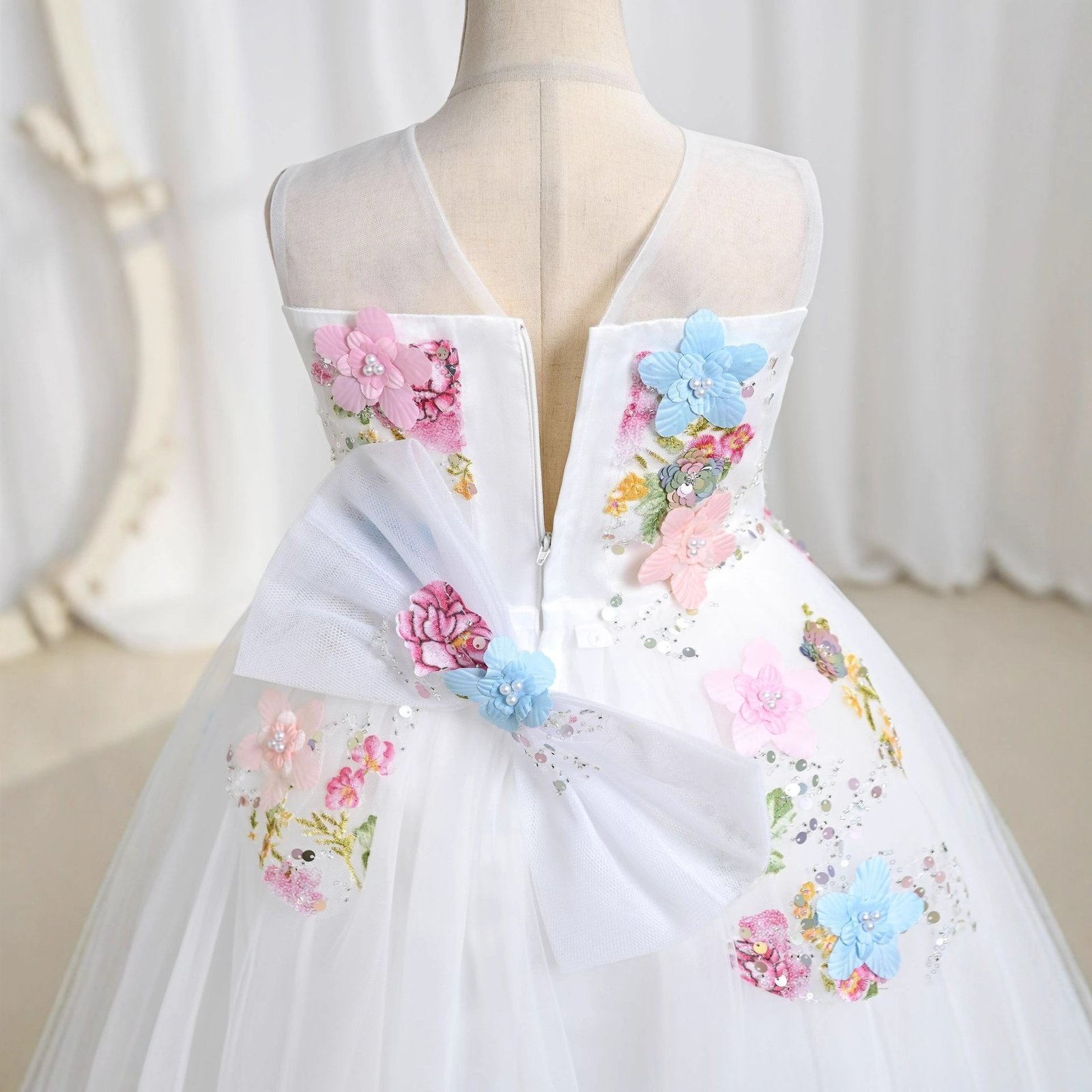 Wholesale Girls Floral Sequin Princess Dress – Tulle Tutu Party Gown