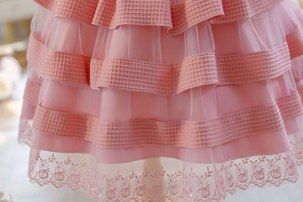 Wholesale Girls Tiered Layered Princess Dress 3 Piece Set Party Gown - Layered Tulle Skirt Hem Close-up