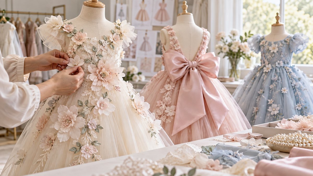 3D Floral Applique and Statement Bow Girls Dresses for 2027 Boutique 3D floral applique and statement bow girls dresses for 2027 boutique collections