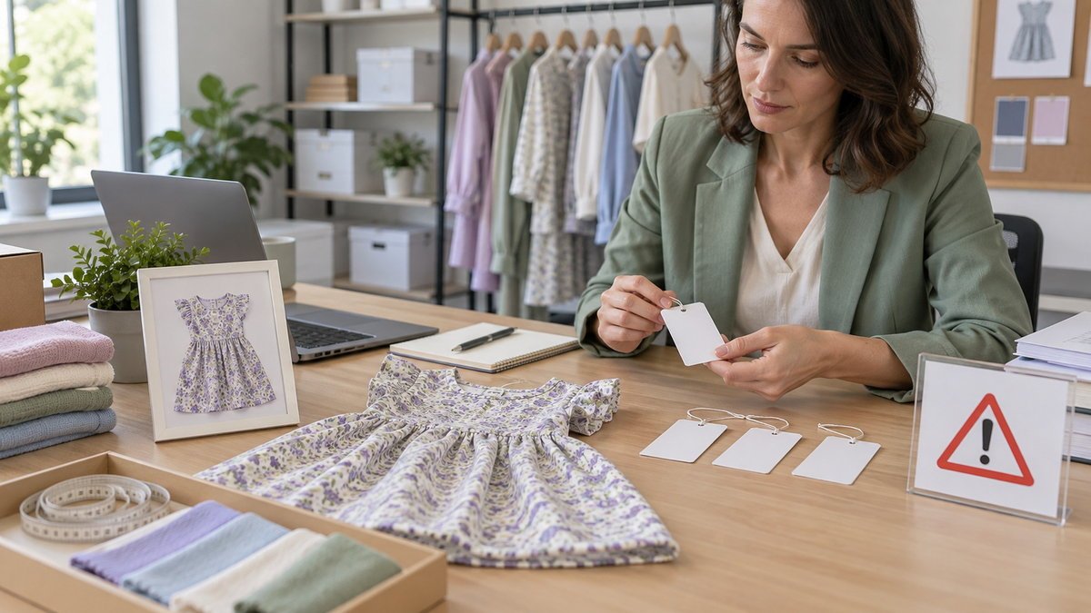 Girls dress product sample with organized information needed for an EU online listing