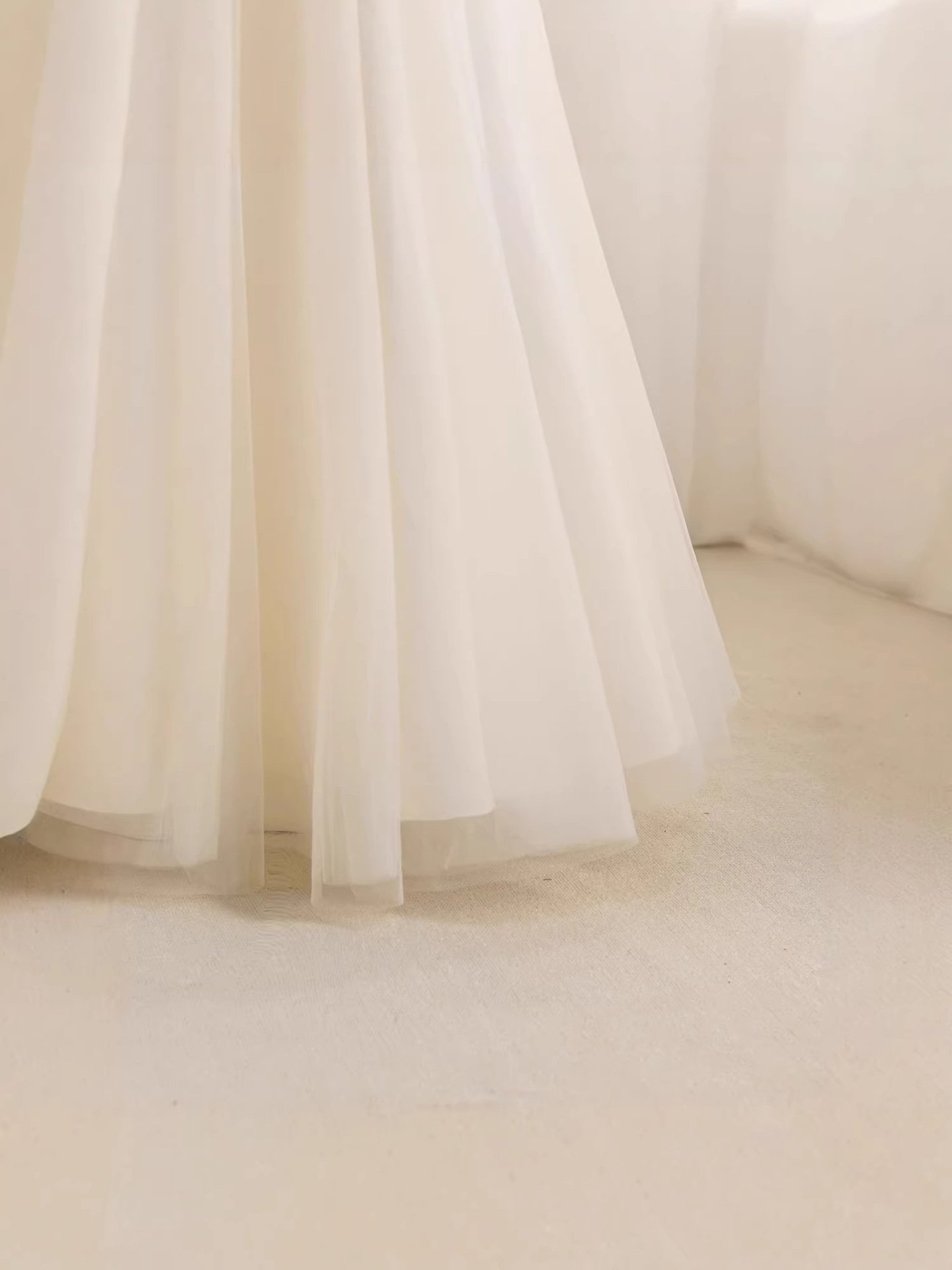 Girls champagne flower girl princess dress — bodice detail