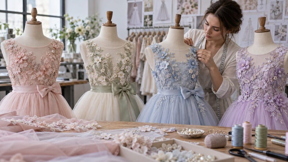 Embroidery 3D Flowers Bows & Beading: Girls Dress Construction Guide