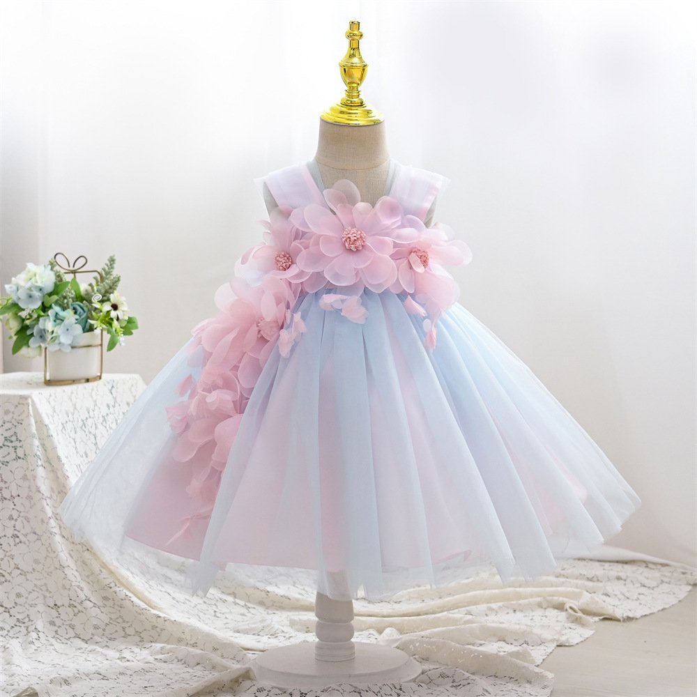 Wholesale girls lilac sleeveless tulle baby princess dress front view