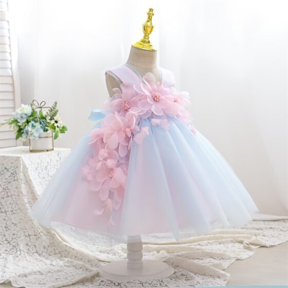 Wholesale girls lilac sleeveless tulle baby princess dress side view