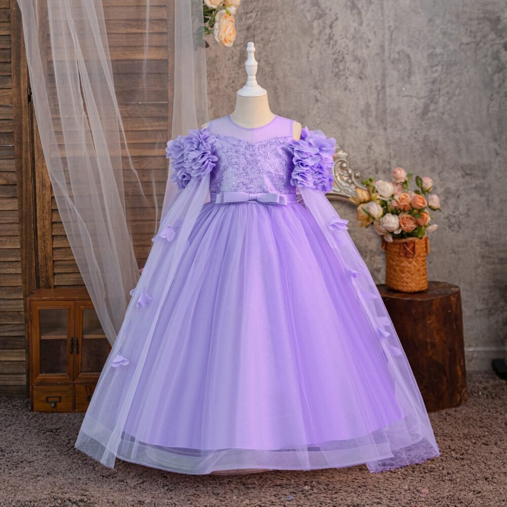 Girls Pastel Tulle Princess Gown in Gown