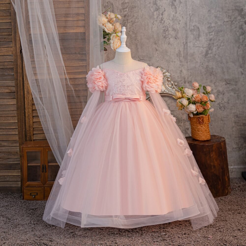 Girls Pastel Tulle Princess Gown in Princess