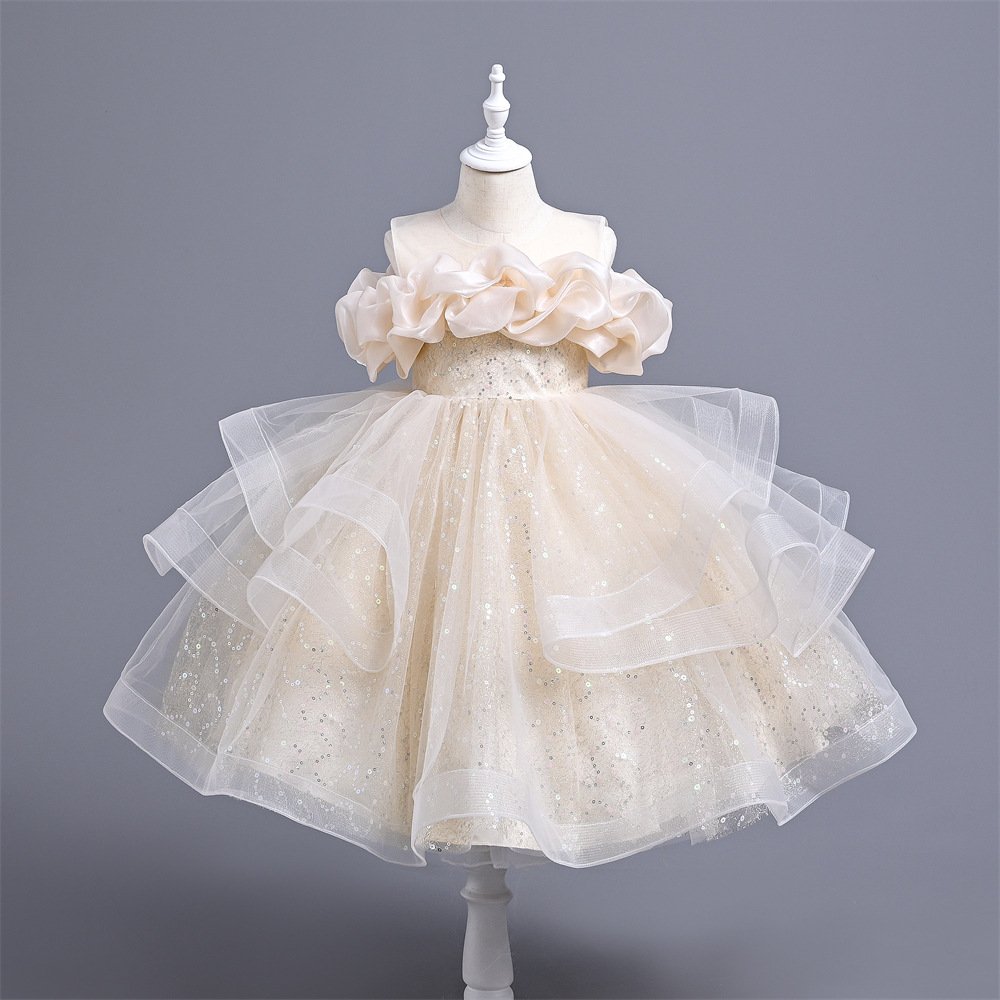 Girls princess tulle summer dress — front view