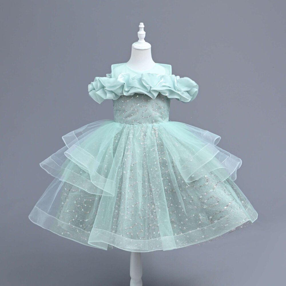 Girls princess tulle summer dress in green