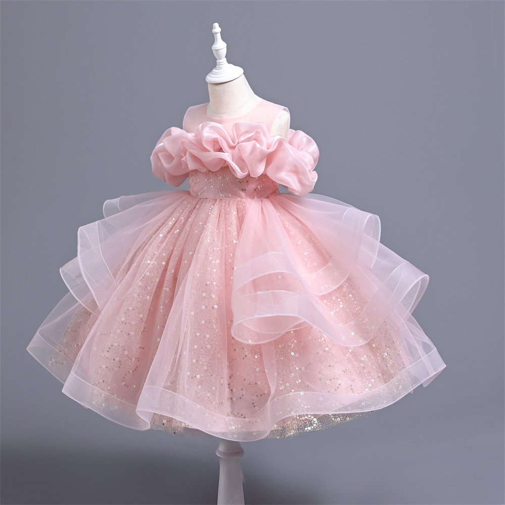 Girls princess tulle summer dress in pink