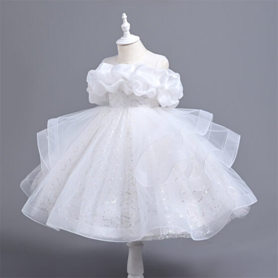 Girls princess tulle summer dress in white