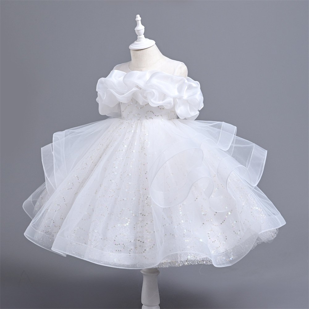 Girls princess tulle summer dress in white
