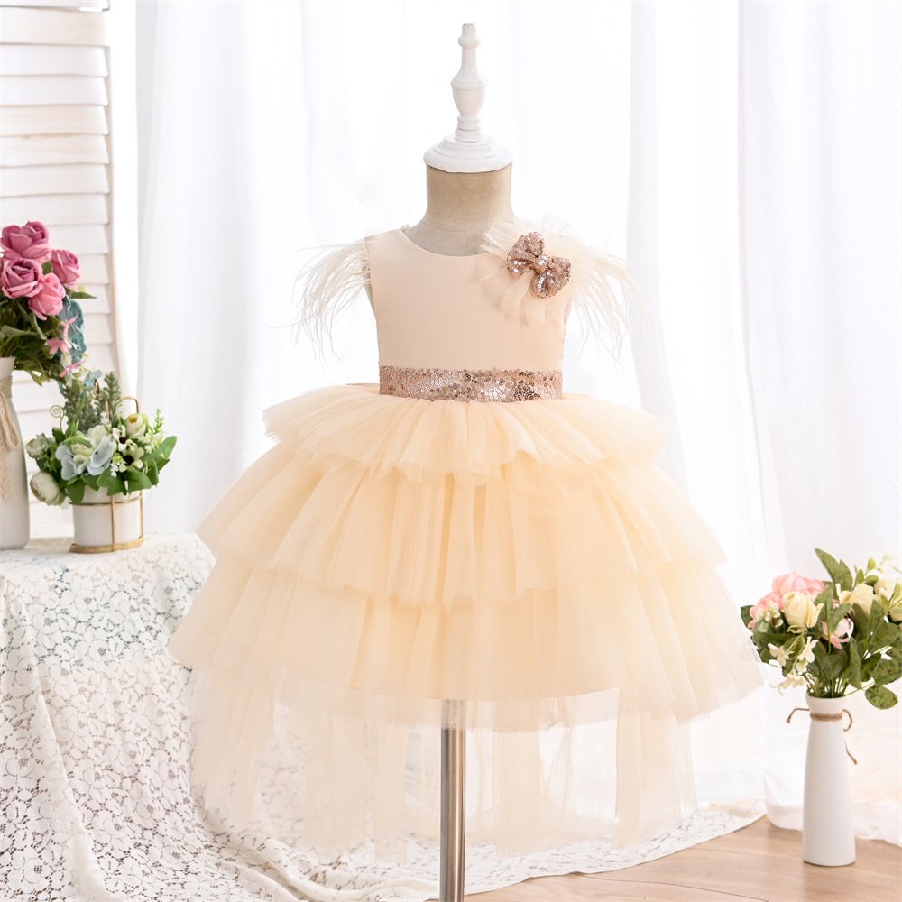 Girls summer princess tulle dress — champagne