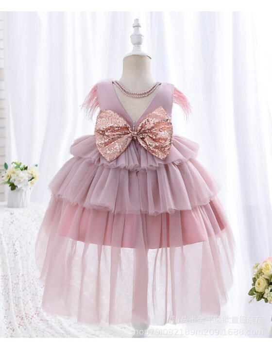 Girls summer princess tulle dress detail view 13