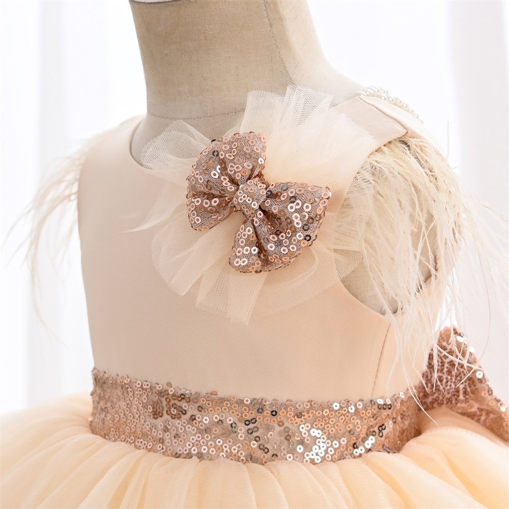 Girls summer princess tulle dress detail view 3
