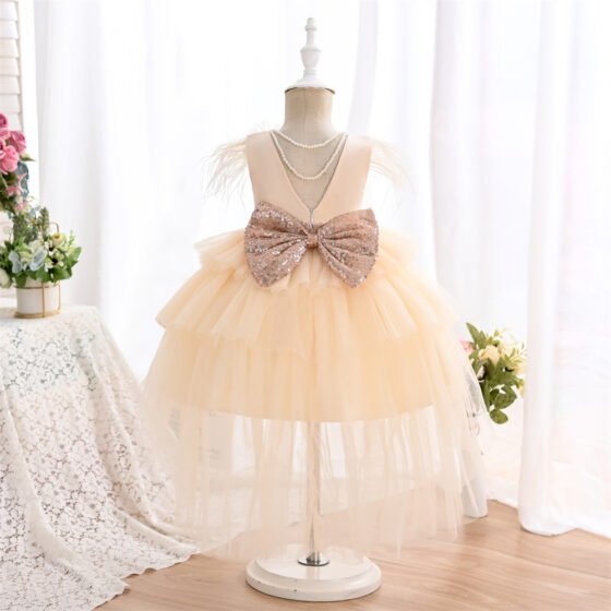 Girls summer princess tulle dress detail view 4