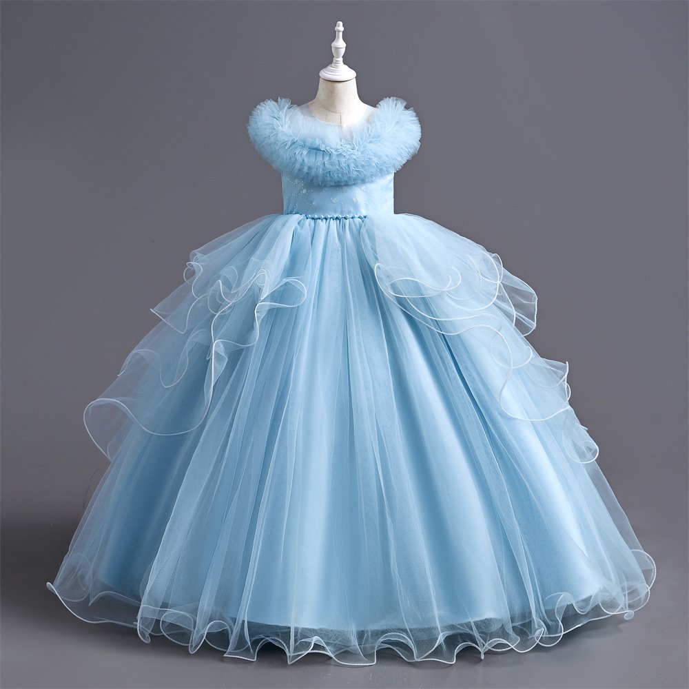 Girls tulle princess gown in blue