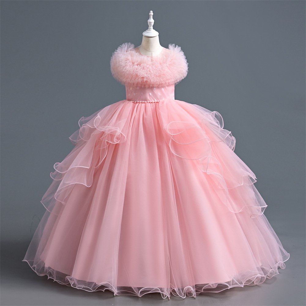 Girls tulle princess gown — layered tulle skirt detail