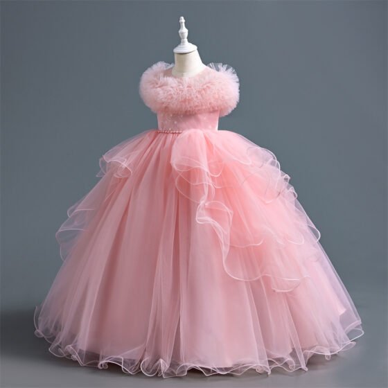 Girls tulle princess gown — side view