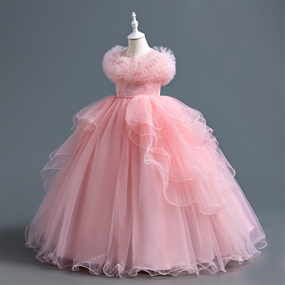 Girls tulle princess gown — side view