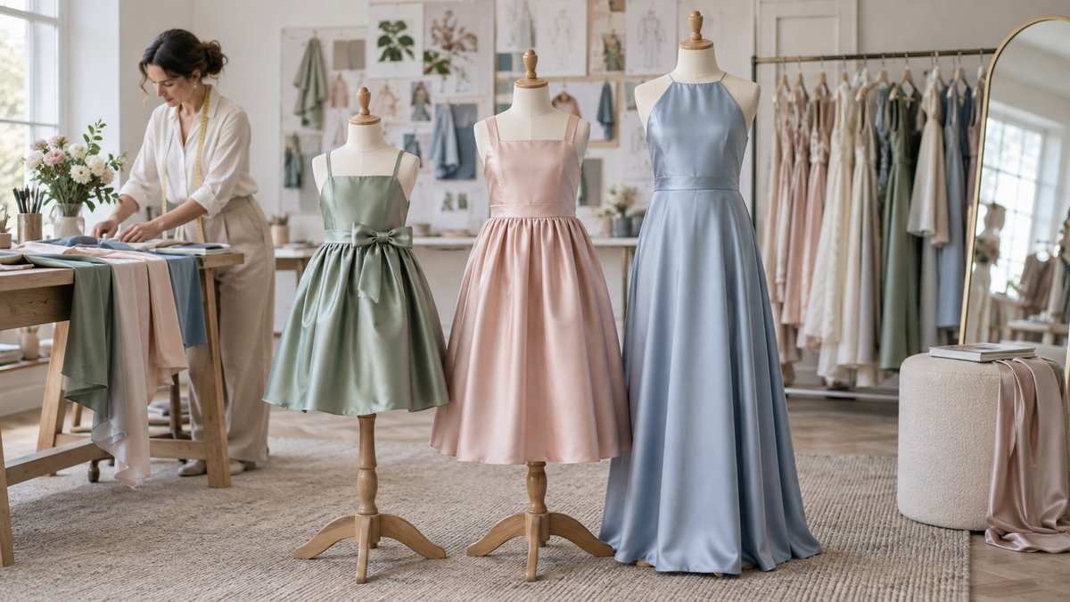 Junior Bridesmaid Length Comparison Junior bridesmaid dress forms showing tea, midi and ankle length options