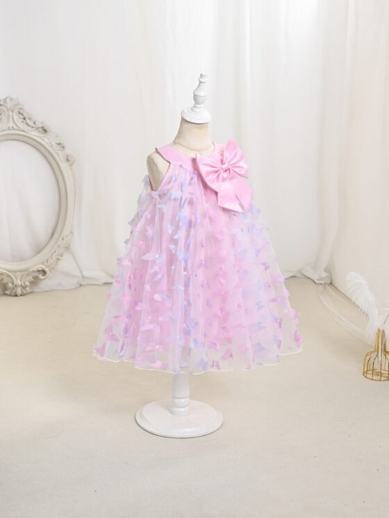 Girls butterfly princess dress — close-up of 3D butterfly appliqué