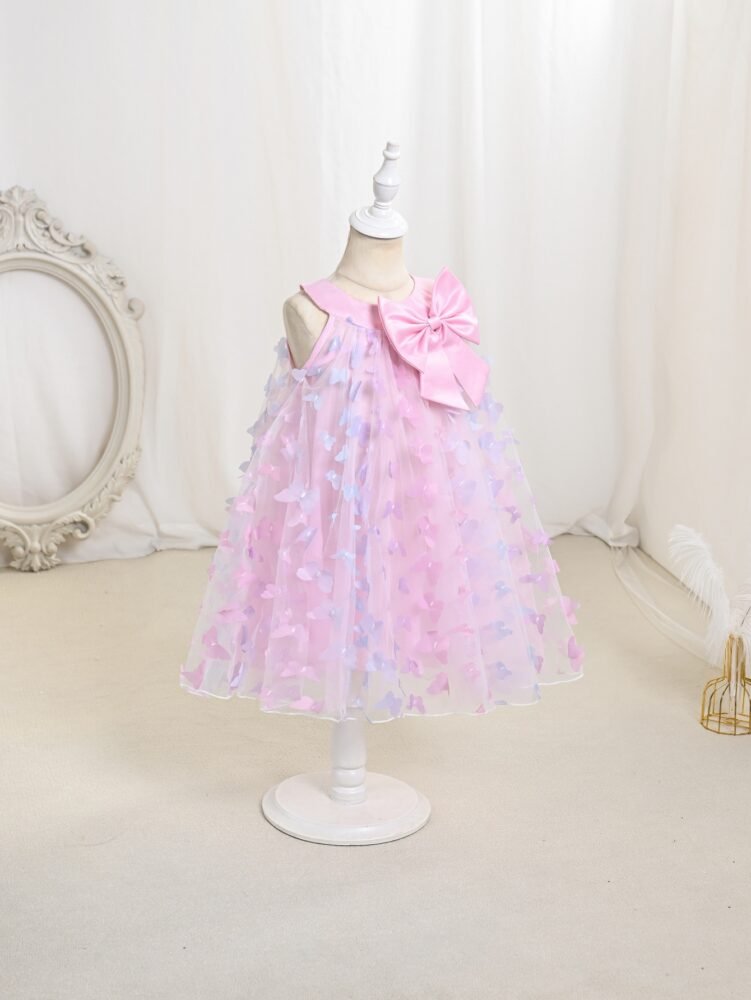 Girls butterfly princess dress — close-up of 3D butterfly appliqué