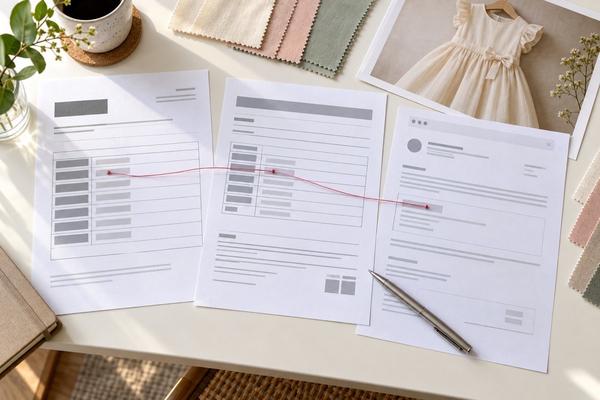 Supplier registration, beneficiary and email records compared on a buyer desk