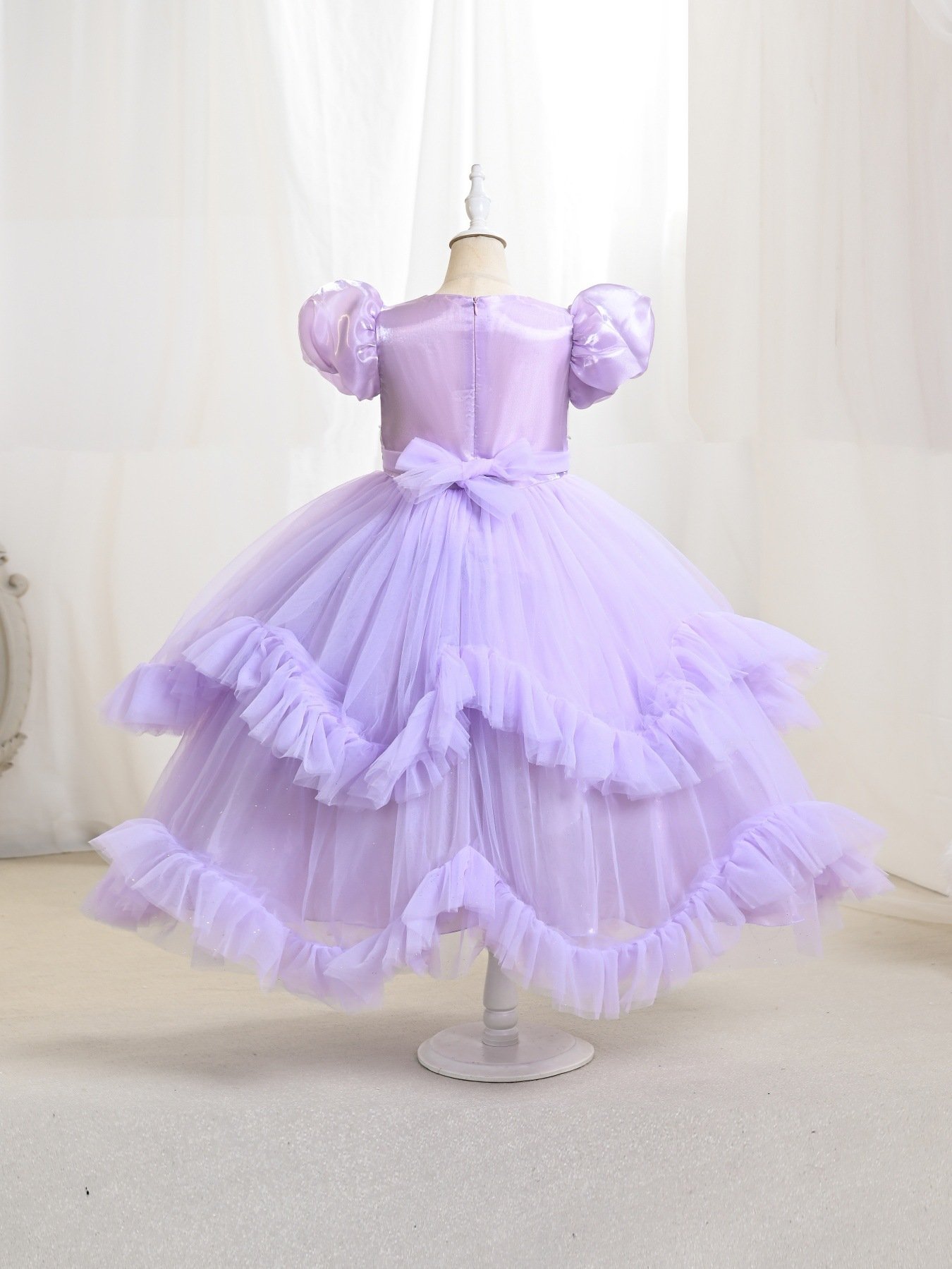 Wholesale purple princess dress for girls - full length view