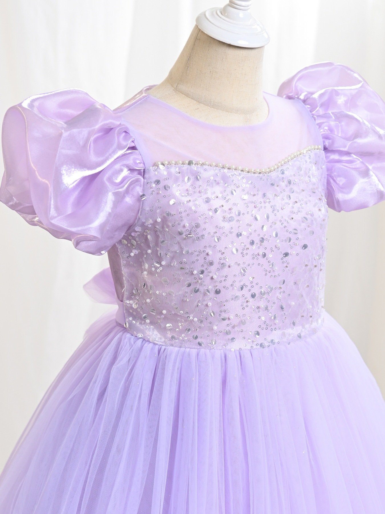 Wholesale purple princess dress for girls - flat lay view