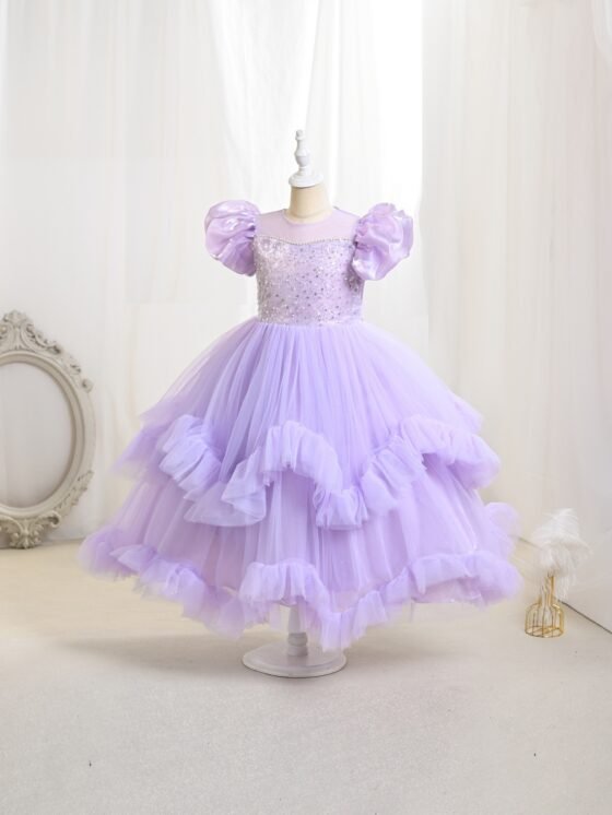 Purple princess dress detail - zipper closure